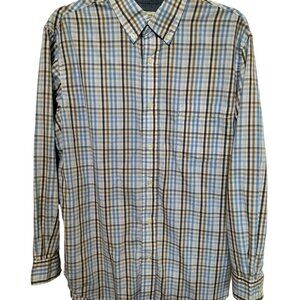 (M132) Haggar Clothing Wrinkle Resistant Button Front Long Sleeve Shirt Size M